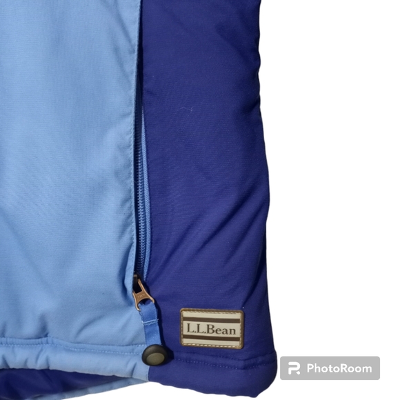 LL Bean Ski Snow Size Medium Light and Dark Blue Colorblock Hooded Ski Snow Coat - Picture 13 of 16